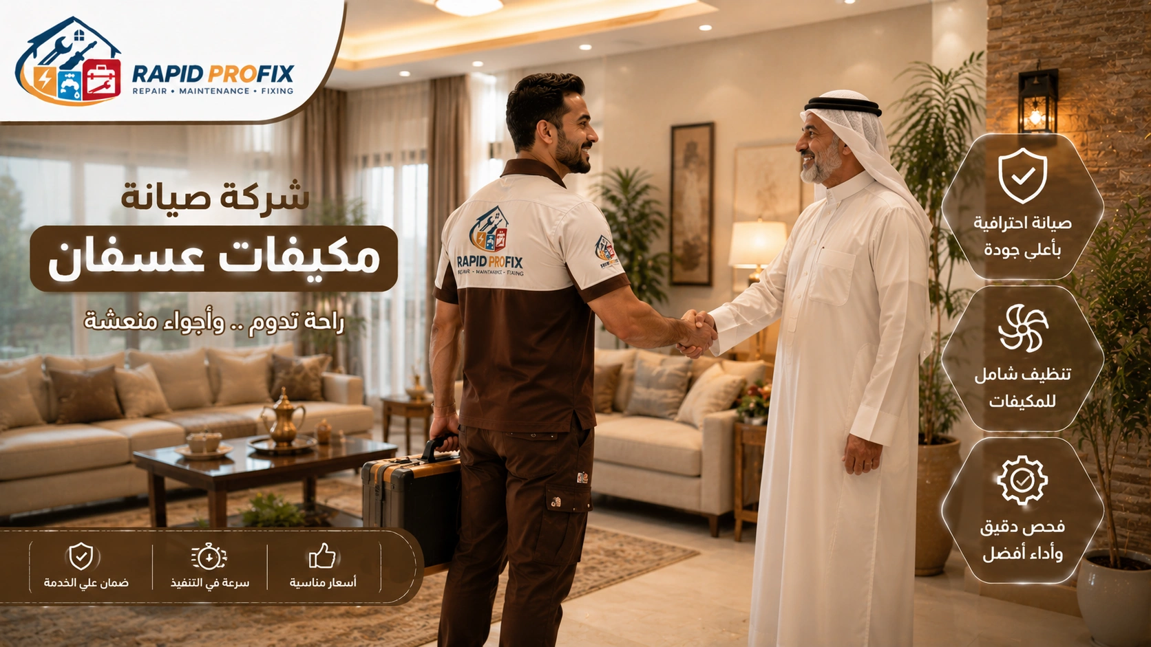 شركة صيانة مكيفات عسفان تقدم خدمات فك وتركيب ونقل وإصلاح جميع أنواع المكيفات مع اختبار التشغيل بعد الصيانة.