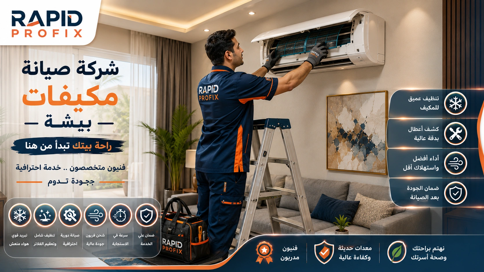 شركة صيانة مكيفات بيشة متخصصة في تنظيف وغسيل وتعقيم المكيفات وإزالة الأتربة والرواسب وتحسين جودة الهواء.
