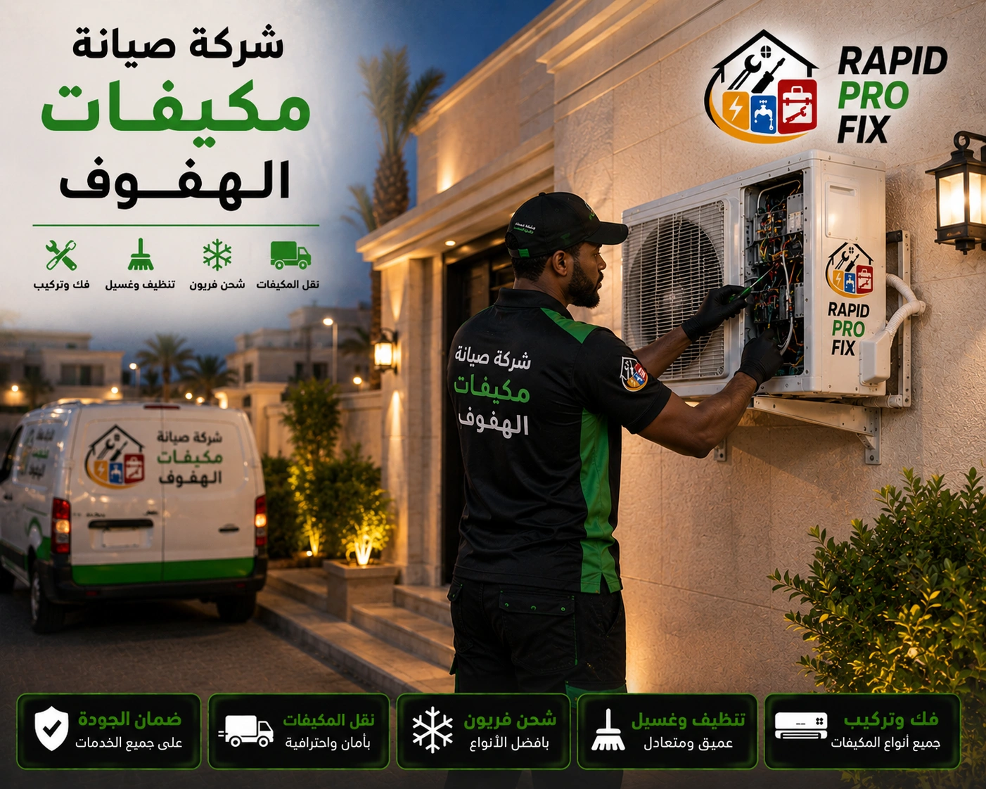 شركة صيانة مكيفات الهفوف متخصصة في تنظيف وغسيل وتعقيم المكيفات وإزالة الأتربة والرواسب لتحسين جودة الهواء.