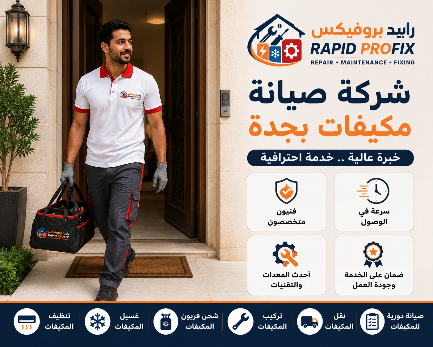 شركة صيانة مكيفات بجدة تقدم خدمات فك وتركيب ونقل وإصلاح المكيفات مع ضمان جودة التنفيذ.