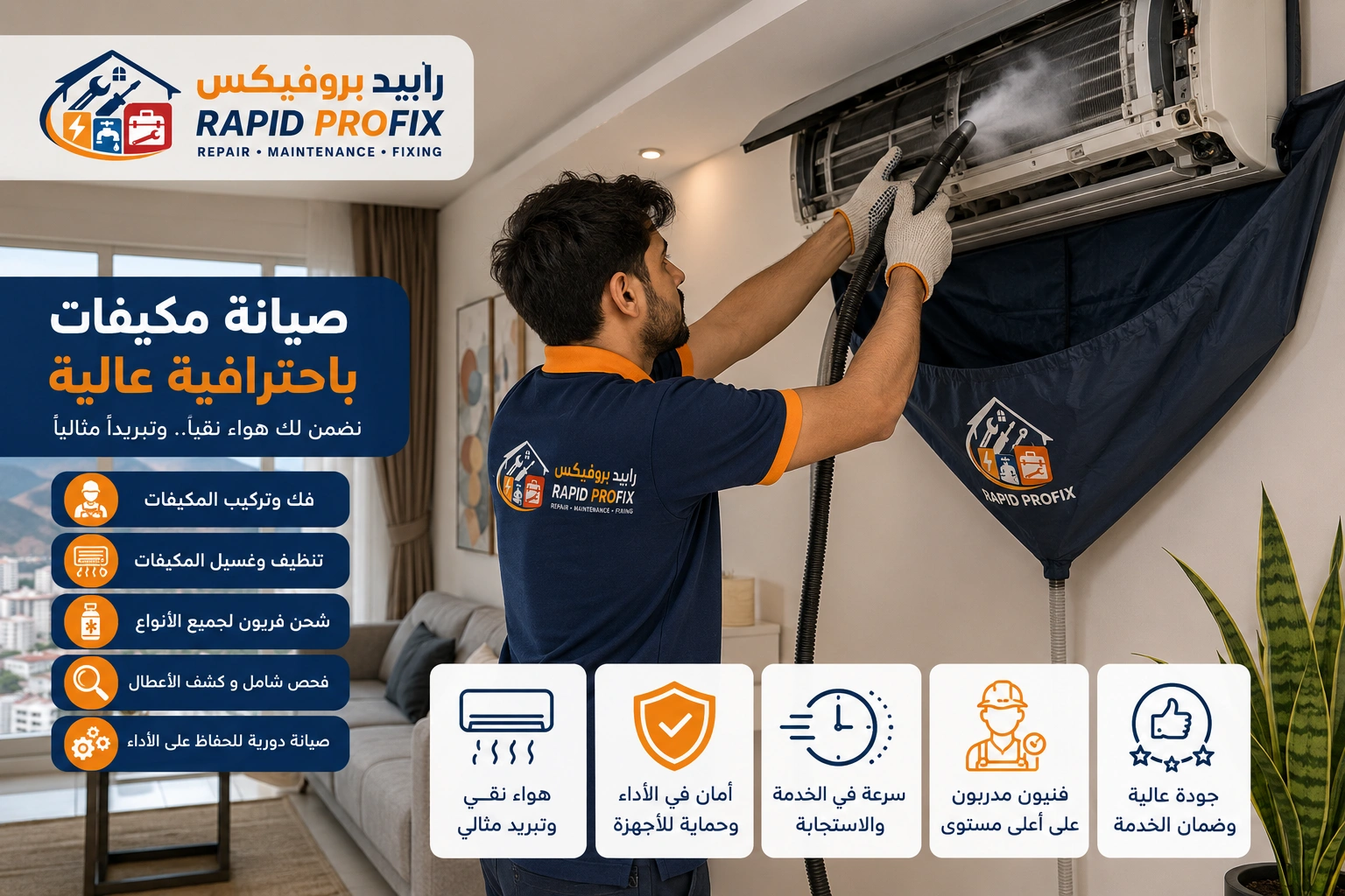 شركة صيانة مكيفات بجيزان متخصصة في تنظيف وغسيل وتعقيم المكيفات وإزالة الأتربة والرواسب لتحسين جودة الهواء.