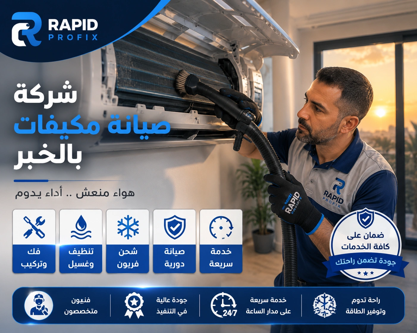 شركة صيانة مكيفات بالخبر متخصصة في تنظيف وغسيل وتعقيم المكيفات وإزالة الأتربة والرواسب وتحسين جودة الهواء.