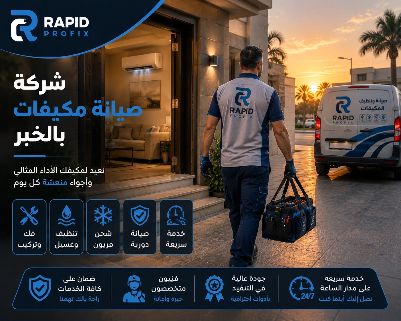 شركة صيانة مكيفات بالخبر تقدم خدمات فك وتركيب ونقل وإصلاح جميع أنواع المكيفات مع اختبار التشغيل بعد الصيانة.