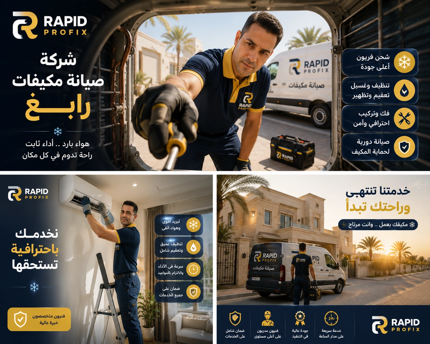 شركة صيانة مكيفات رابغ تقدم خدمات فك وتركيب ونقل وإصلاح جميع أنواع المكيفات مع اختبار التشغيل بعد الصيانة.