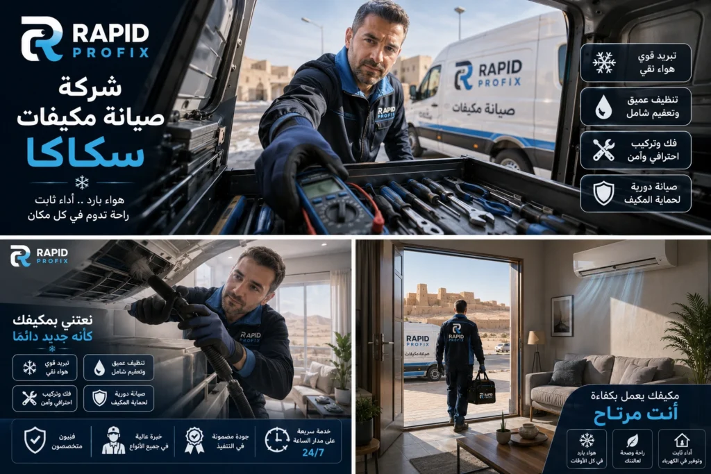 أفضل شركة صيانة مكيفات سكاكا تقدم خدمات صيانة وإصلاح وتنظيف وغسيل وشحن فريون لجميع أنواع المكيفات المنزلية والتجارية.