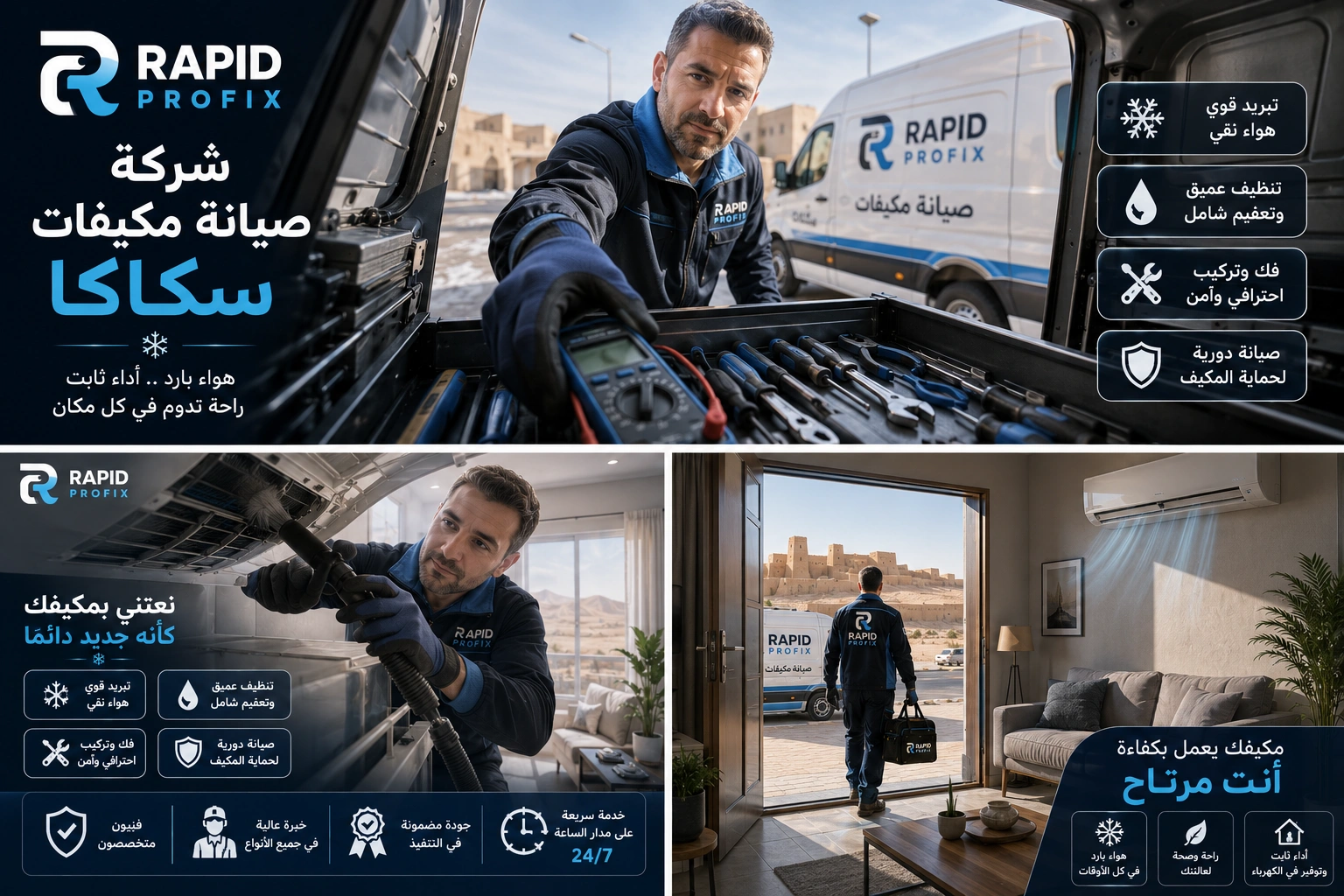 أفضل شركة صيانة مكيفات سكاكا تقدم خدمات صيانة وإصلاح وتنظيف وغسيل وشحن فريون لجميع أنواع المكيفات المنزلية والتجارية.