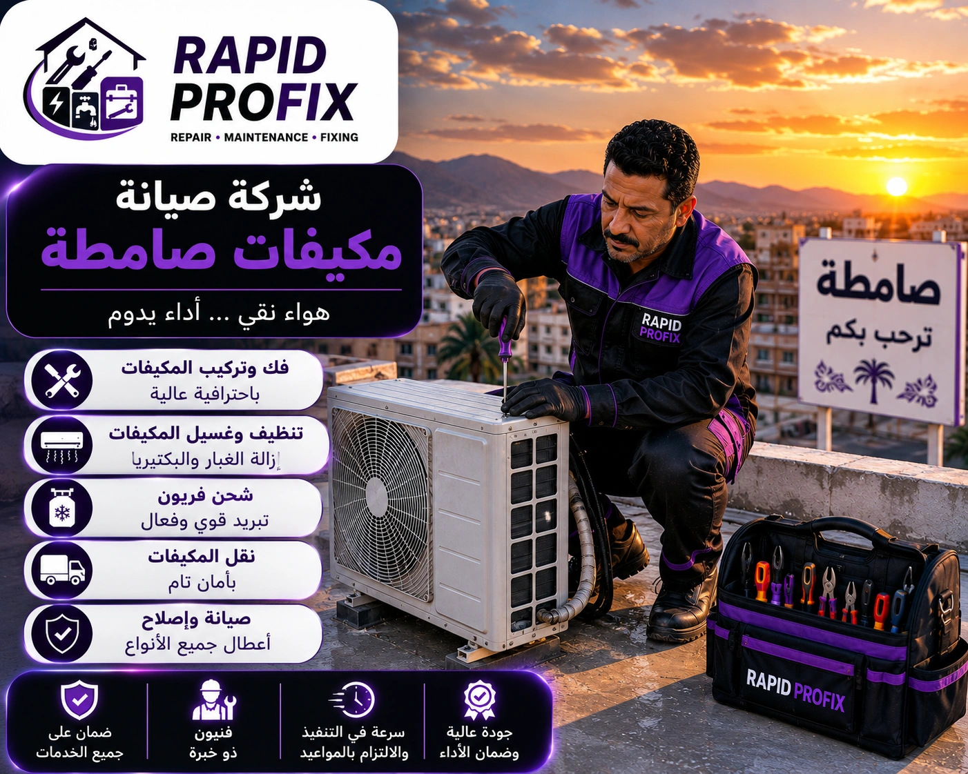 شركة صيانة مكيفات صامطة متخصصة في تنظيف وغسيل وتعقيم المكيفات وإزالة الأتربة والرواسب لتحسين جودة الهواء.