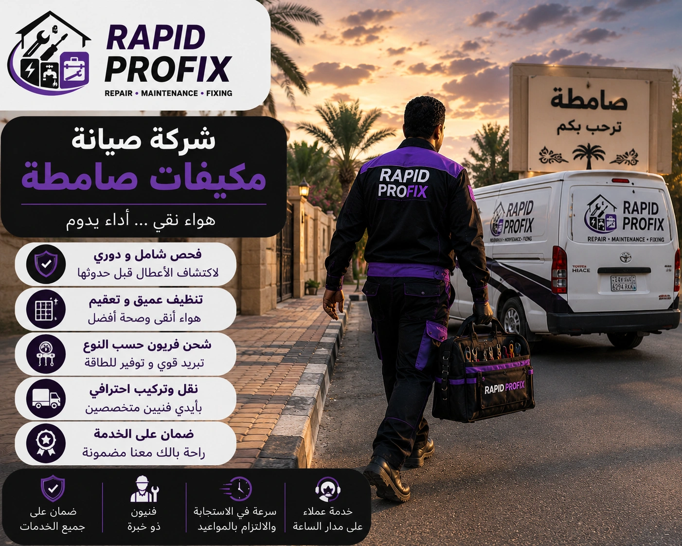 شركة صيانة مكيفات صامطة تقدم خدمات فك وتركيب ونقل وإصلاح جميع أنواع المكيفات مع اختبار التشغيل بعد الصيانة.