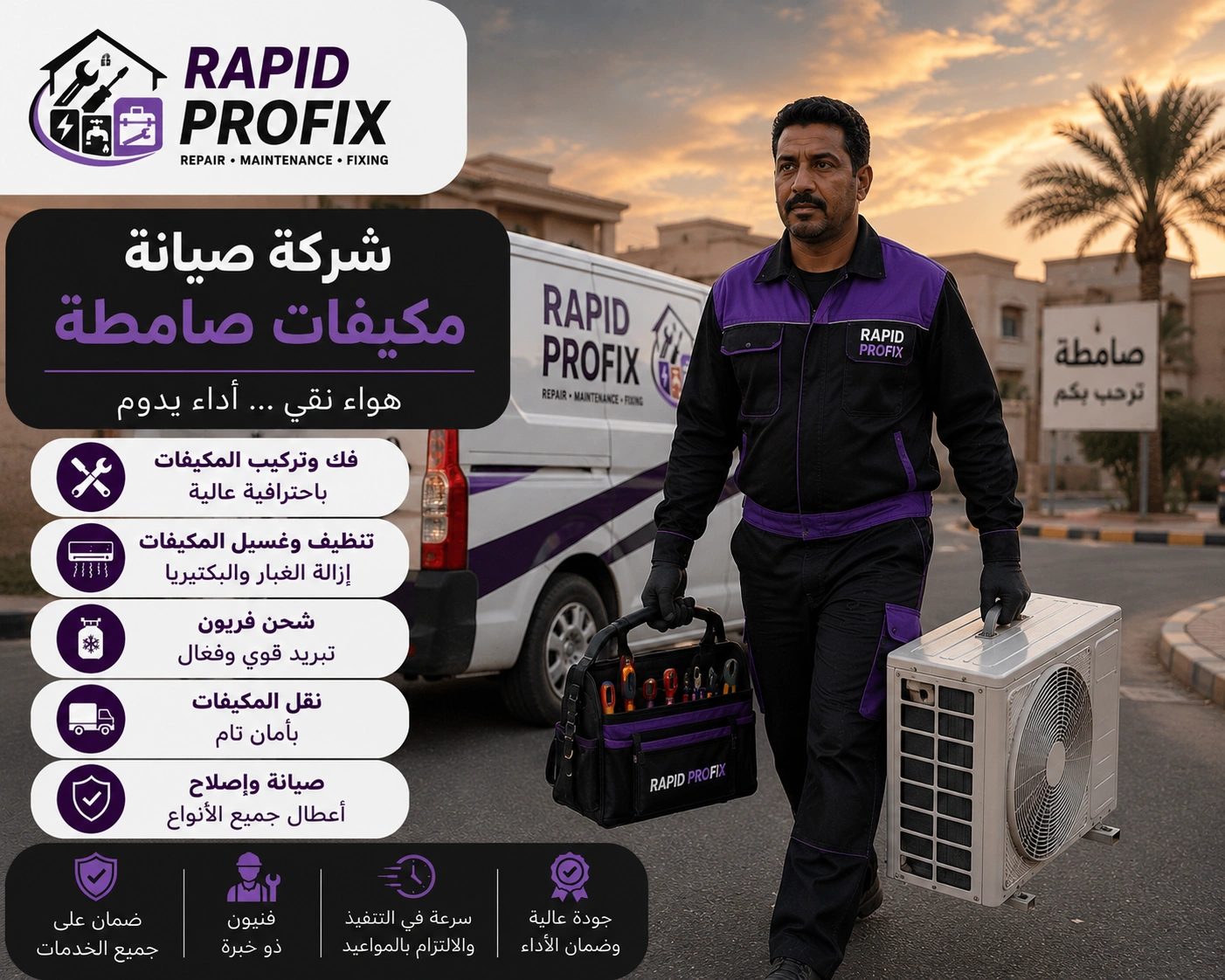 أفضل شركة صيانة مكيفات صامطة تقدم خدمات صيانة وإصلاح وتنظيف وغسيل وشحن فريون لجميع أنواع المكيفات المنزلية والتجارية.