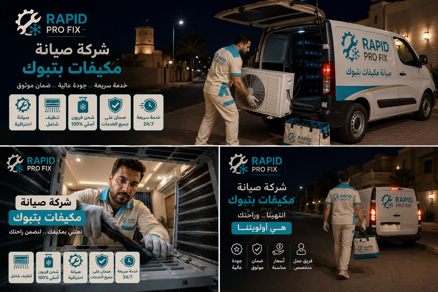 أفضل شركة صيانة مكيفات بتبوك تقدم خدمات صيانة وإصلاح وتنظيف وغسيل وشحن فريون لجميع أنواع المكيفات المنزلية والتجارية.