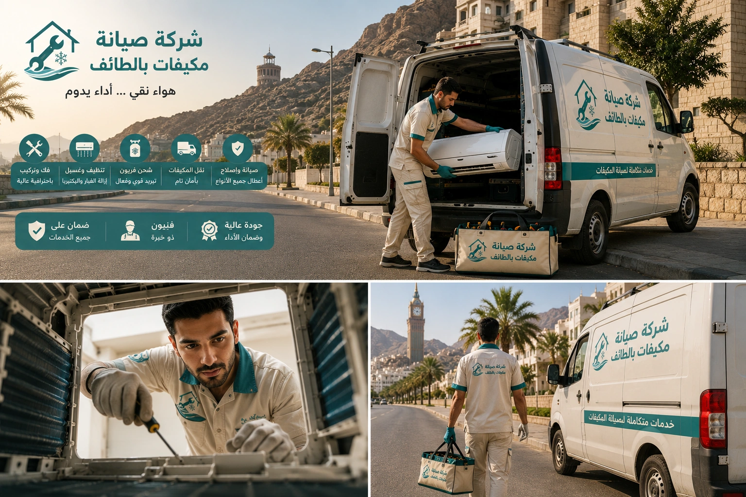 شركة صيانة مكيفات بالطائف تقدم خدمات فك وتركيب ونقل وإصلاح جميع أنواع المكيفات مع اختبار التشغيل بعد الصيانة.