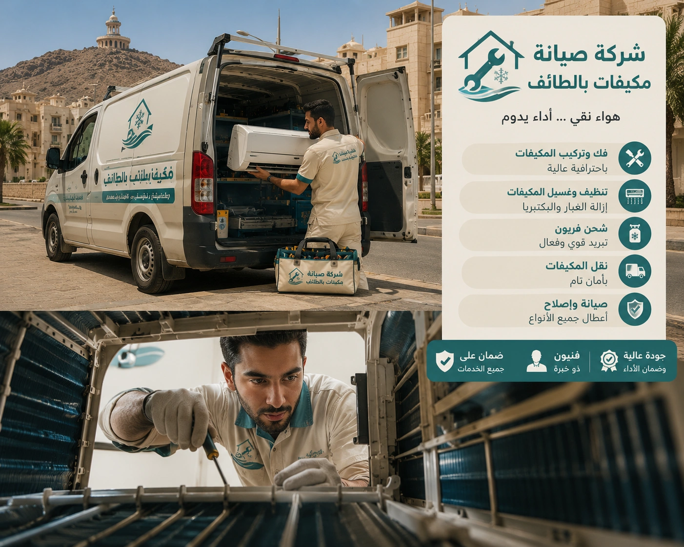 أفضل شركة صيانة مكيفات بالطائف تقدم خدمات صيانة وإصلاح وتنظيف وغسيل وشحن فريون لجميع أنواع المكيفات المنزلية والتجارية.