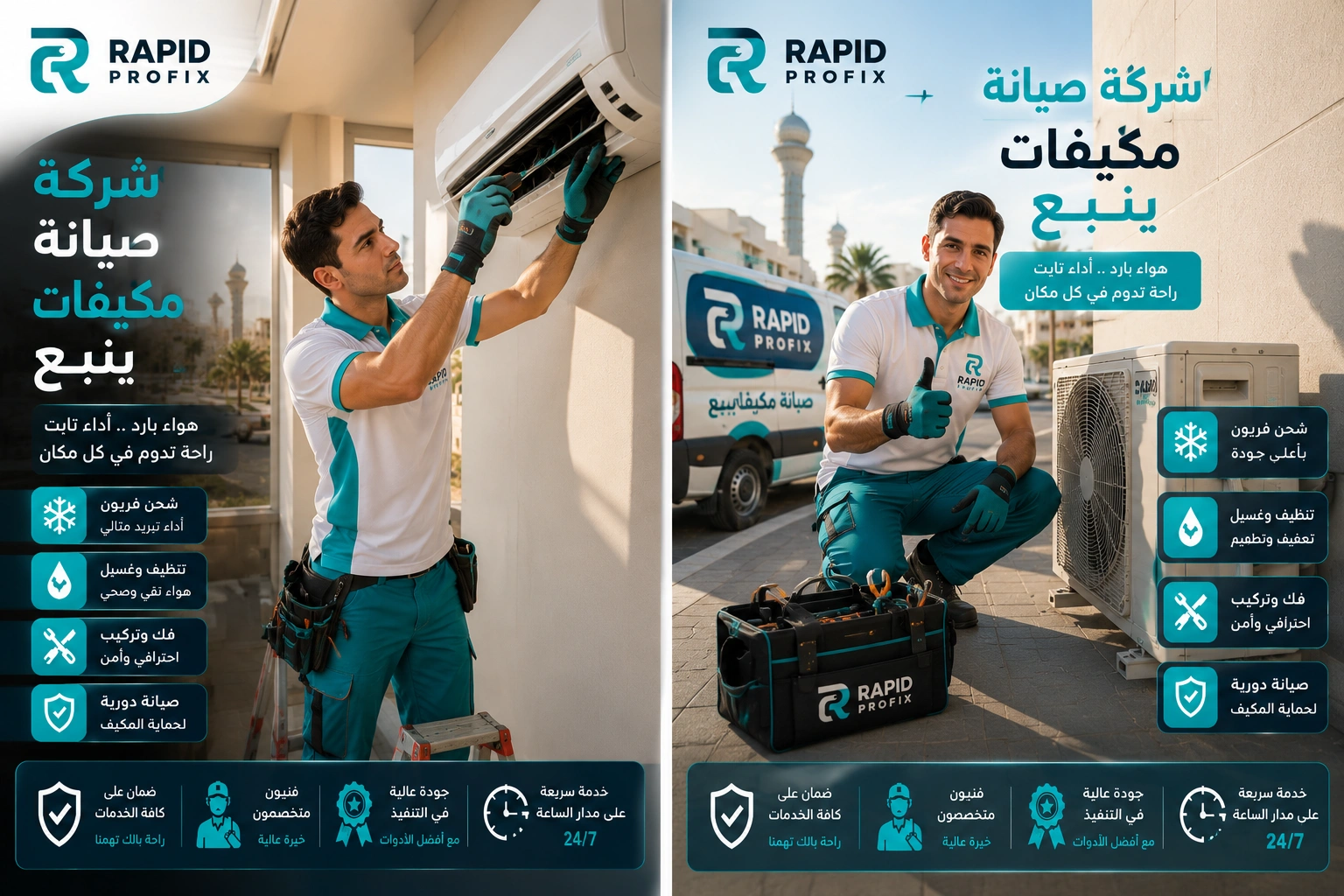 أفضل شركة صيانة مكيفات ينبع تقدم خدمات صيانة وإصلاح وتنظيف وغسيل وشحن فريون لجميع أنواع المكيفات المنزلية والتجارية.