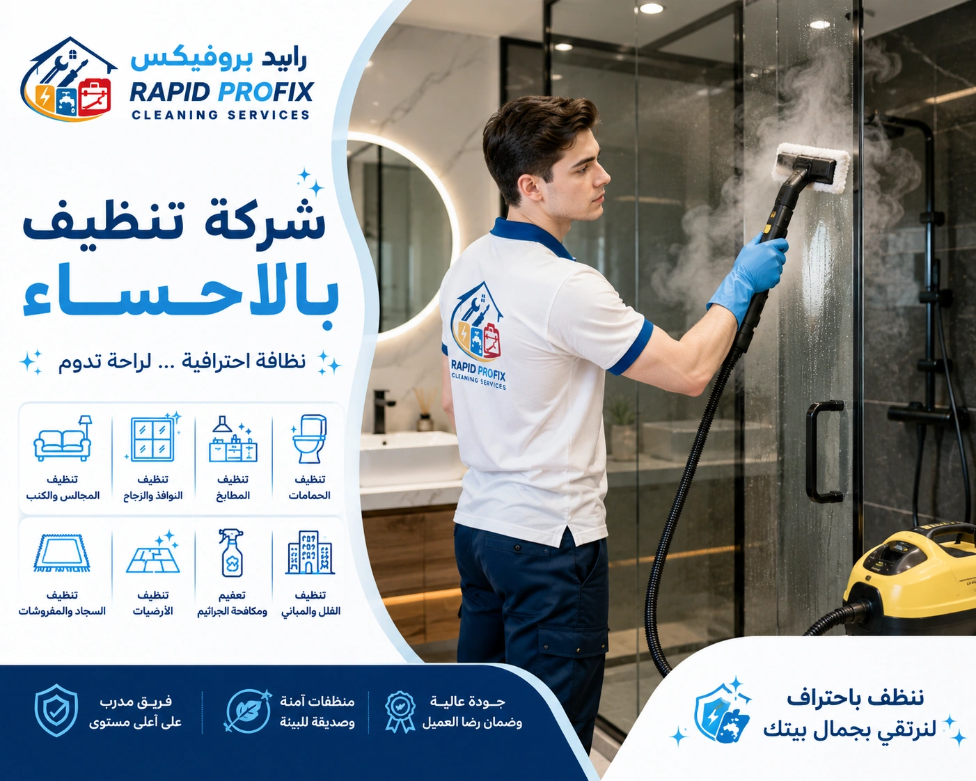 تنظيف الكنب والسجاد بالبخار في الأحساء باستخدام أجهزة حديثة لإزالة البقع والروائح واستعادة نظافة المفروشات.