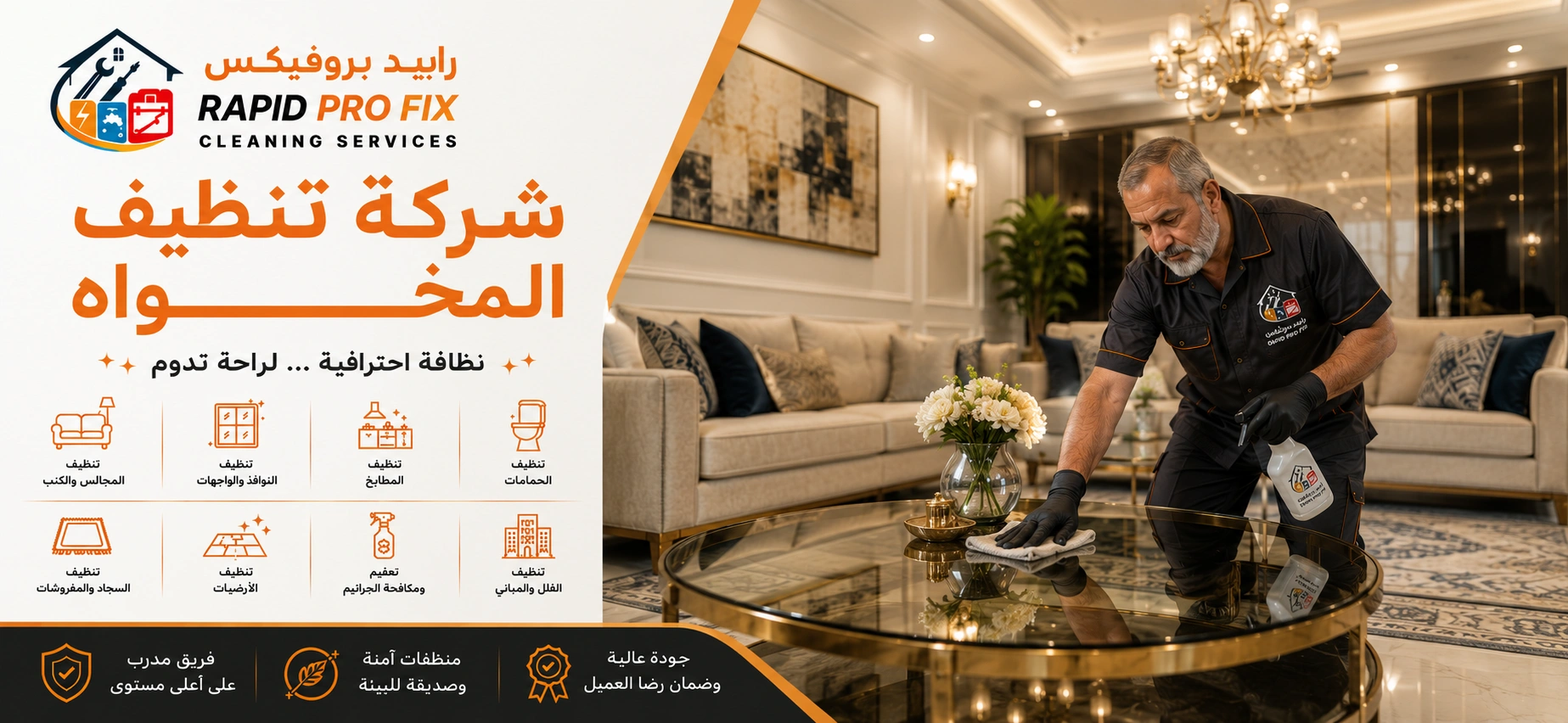 شركة تنظيف المخواه تقدم خدمات تنظيف احترافية للمنازل والفلل والشقق باستخدام أحدث معدات وتقنيات التنظيف.