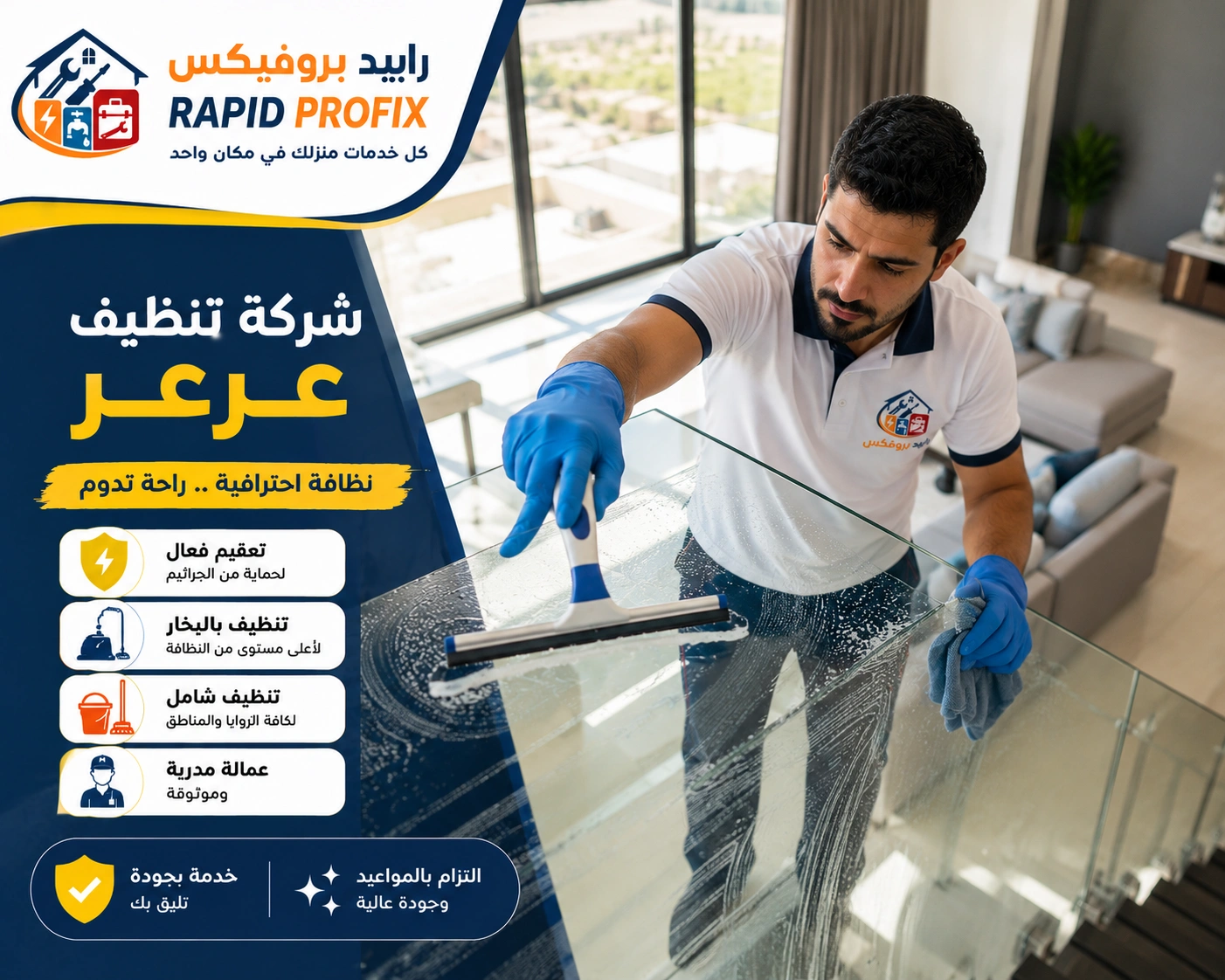 شركة تنظيف عرعر تقدم خدمات تنظيف احترافية للمنازل والفلل والشقق باستخدام أحدث معدات وتقنيات التنظيف.