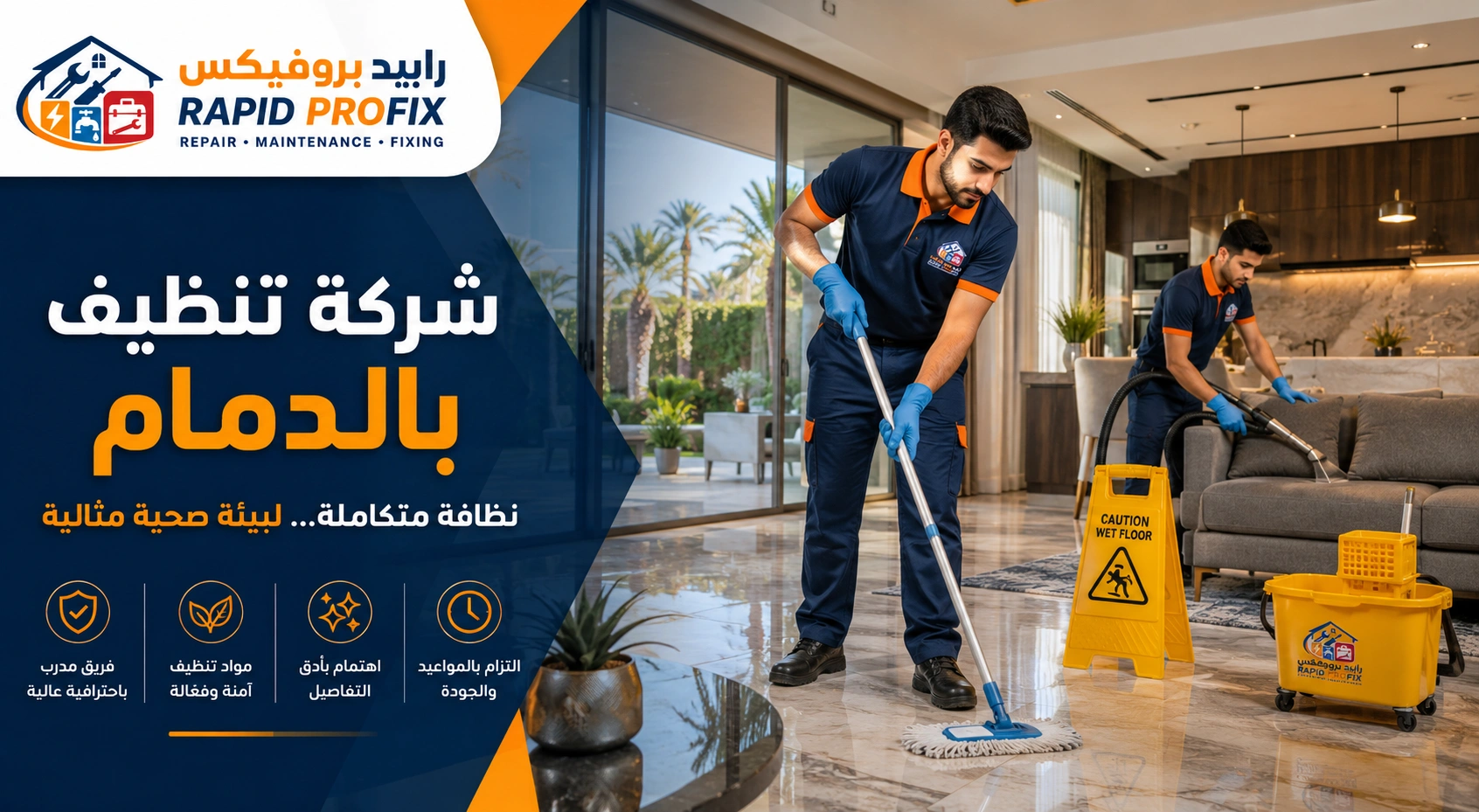 شركة تنظيف بالدمام تقدم تنظيف الأرضيات والرخام والسيراميك باستخدام معدات تنظيف احترافية وحديثة.