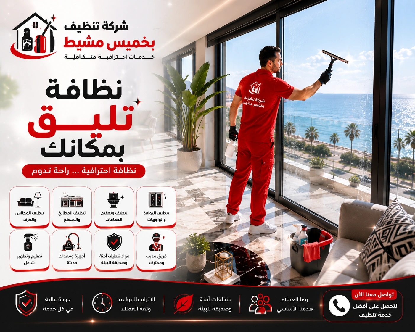 شركة تنظيف بخميس مشيط تقدم تنظيف الأرضيات والرخام والسيراميك باستخدام معدات تنظيف احترافية وتقنيات حديثة.