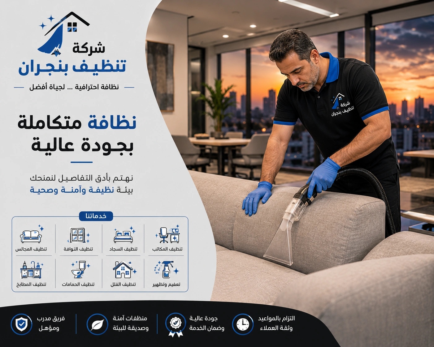 تنظيف الكنب والسجاد بالبخار في بنجران باستخدام أجهزة حديثة لإزالة البقع والروائح واستعادة نظافة المفروشات.