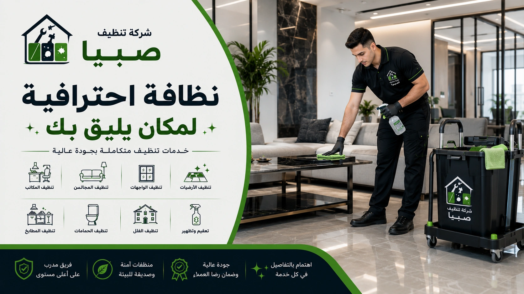 شركة تنظيف صبيا تقدم تنظيف الأرضيات والرخام والسيراميك باستخدام معدات تنظيف احترافية وتقنيات حديثة.