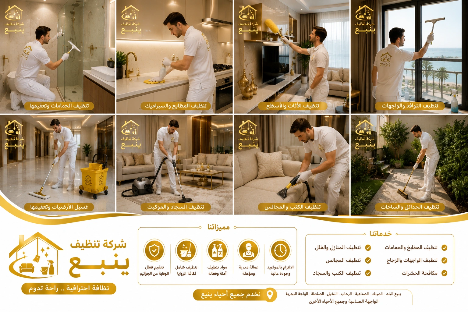 شركة تنظيف ينبع تقدم خدمات تنظيف احترافية للمنازل والفلل والشقق باستخدام أحدث معدات وتقنيات التنظيف.