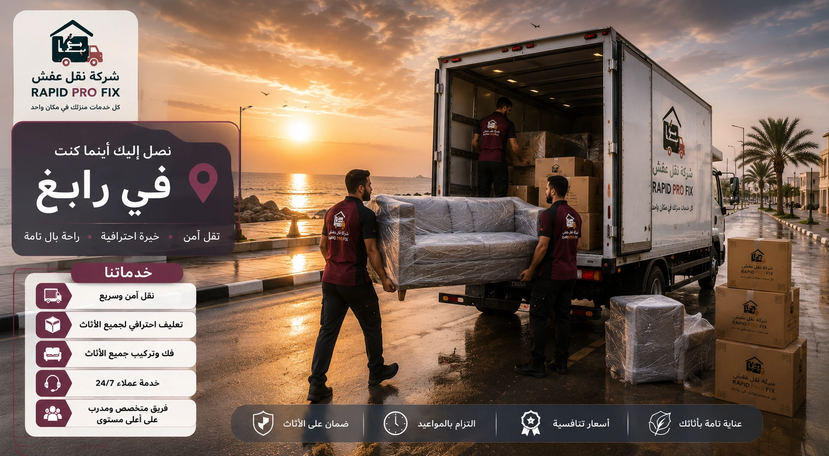 فك وتركيب الأثاث برابغ بواسطة فنيين متخصصين في التعامل مع غرف النوم والمطابخ والدواليب والأثاث المنزلي والمكتبي باحترافية عالية.
