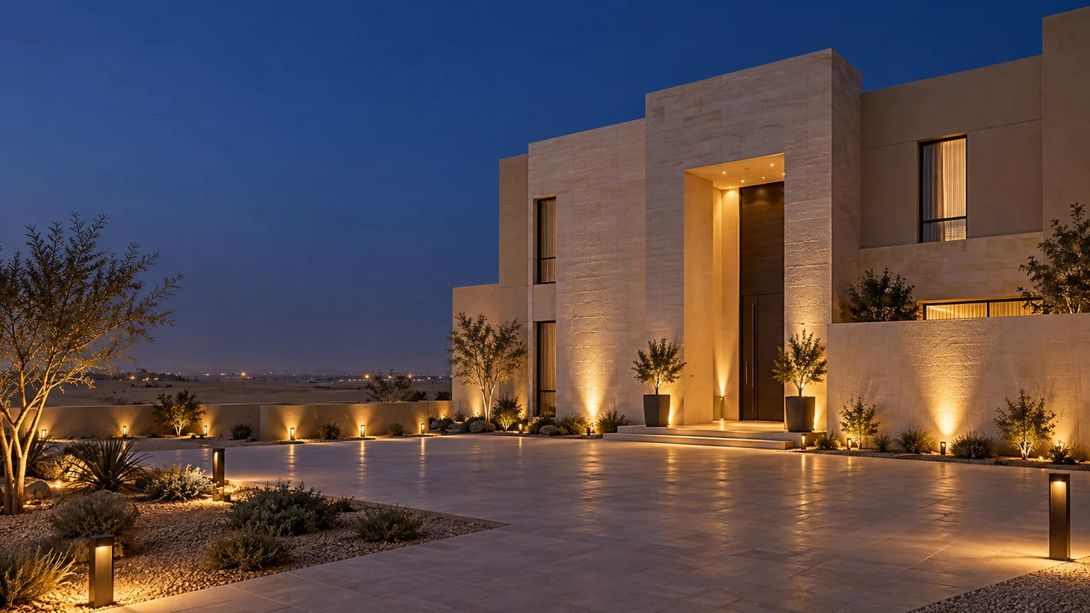 الإنارة الخارجية والتركيبات في الرياح بعرعر إنارة خارجية على أعمدة في مساحة مفتوحة بعرعر