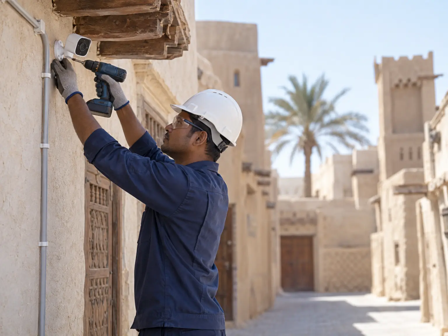 تركيب كاميرات المراقبة في المحلات بالهفوف فني يركب كاميرا مراقبة داخل محل تجاري بالهفوف