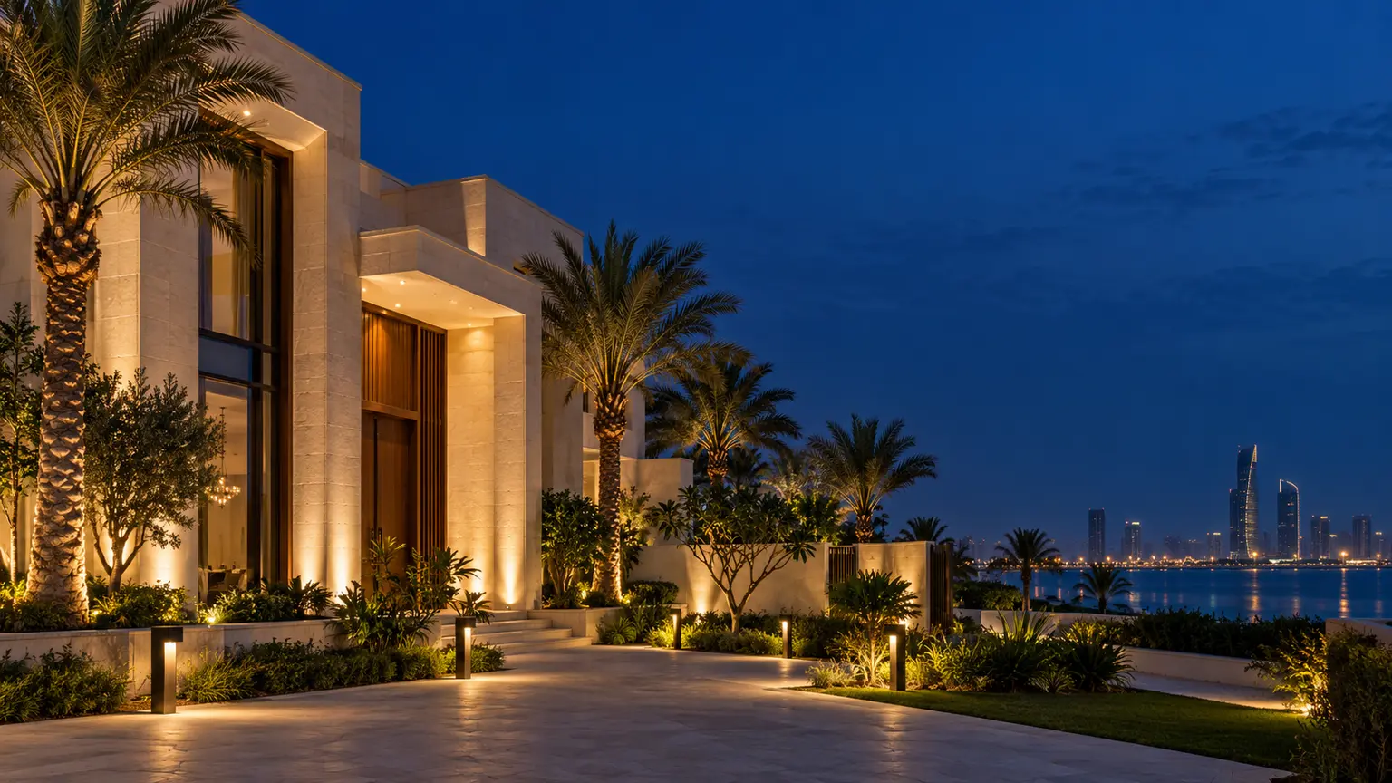إنارة خارجية لممرات ومرافق مجمع سكني بالخبر