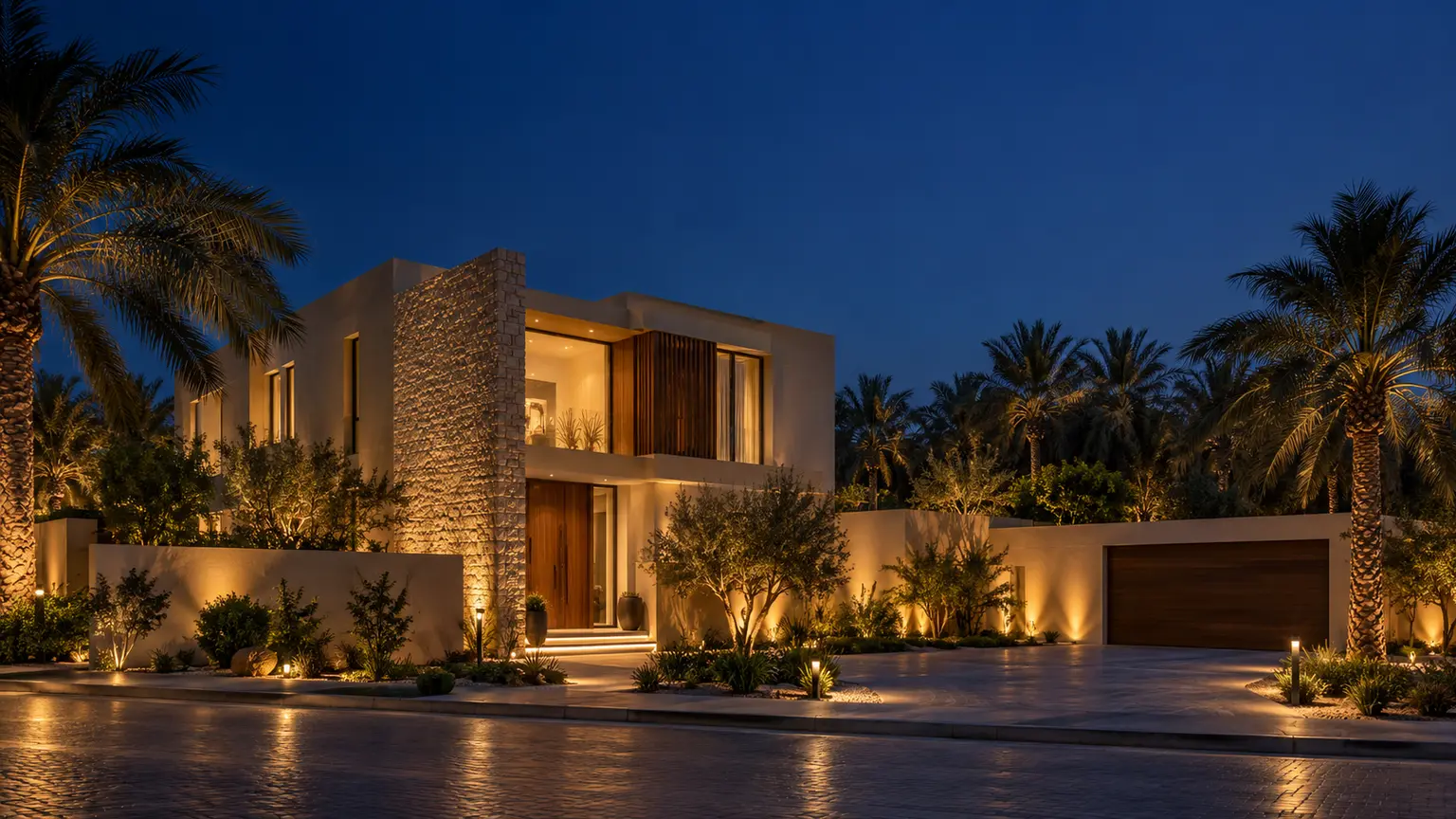 إنارة خارجية لبستان نخيل ومسارات بالقطيف
